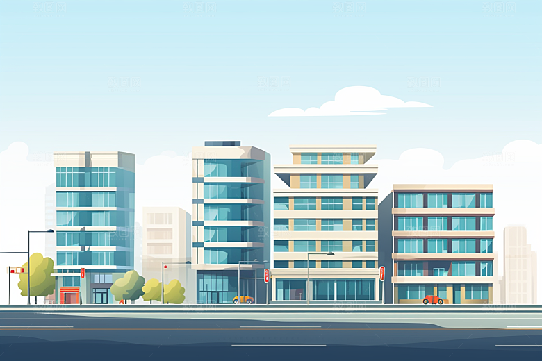平面建筑设计感几何插画