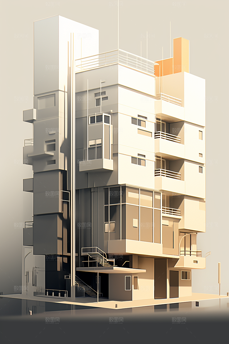 平面建筑设计感高清插画
