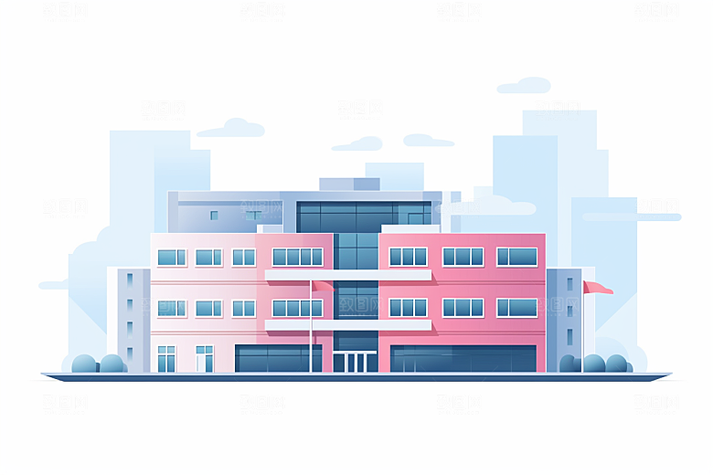平面建筑大厦设计感插画