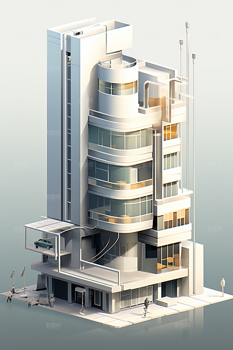 平面建筑设计感大厦插画