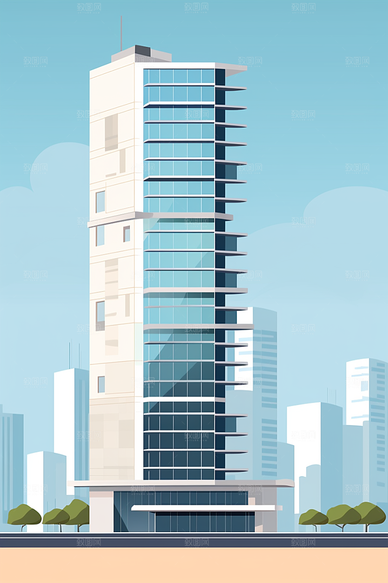 平面建筑几何设计感插画