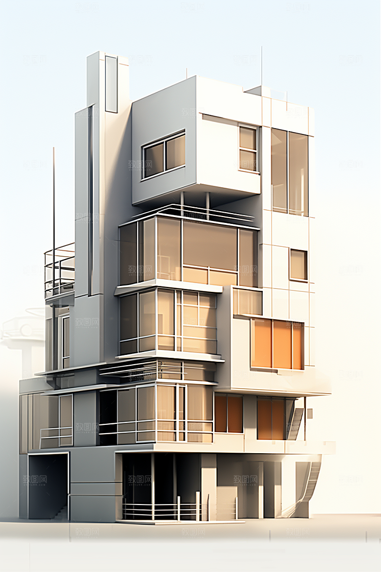 平面建筑设计感简约插画