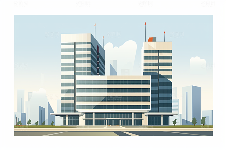 平面建筑简约设计感插画