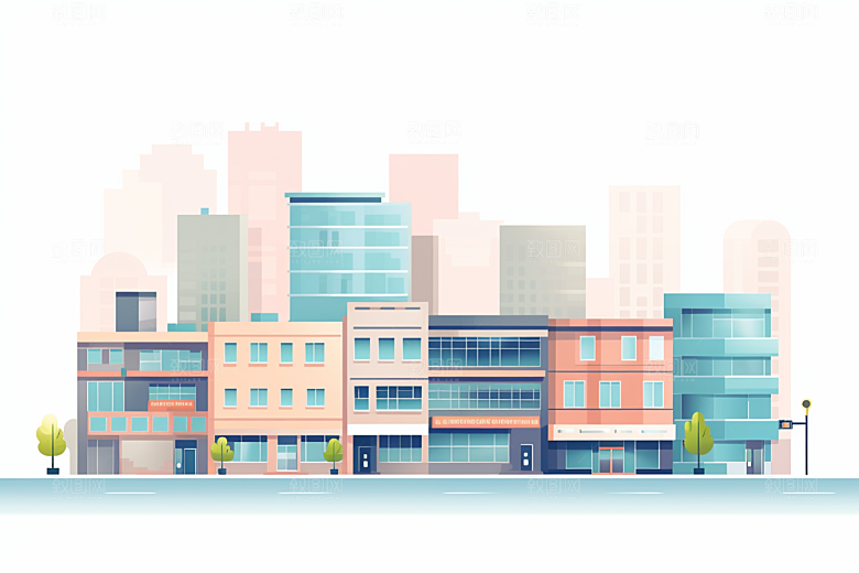 平面建筑大厦高清插画
