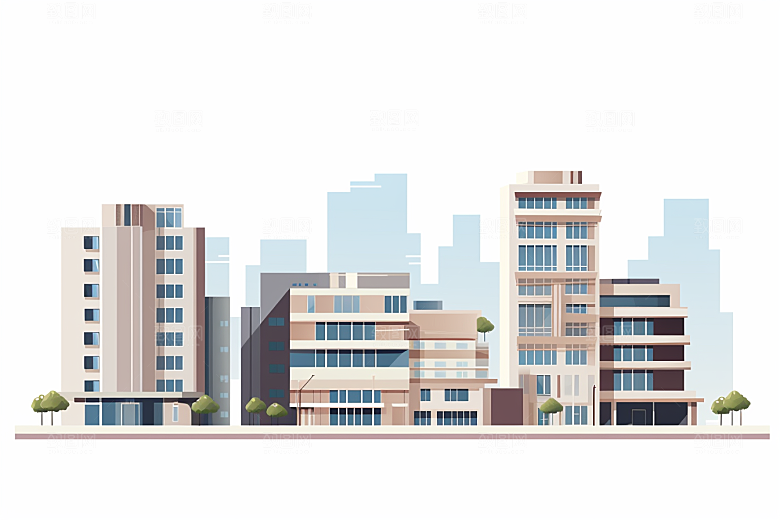 平面建筑大厦立面插画