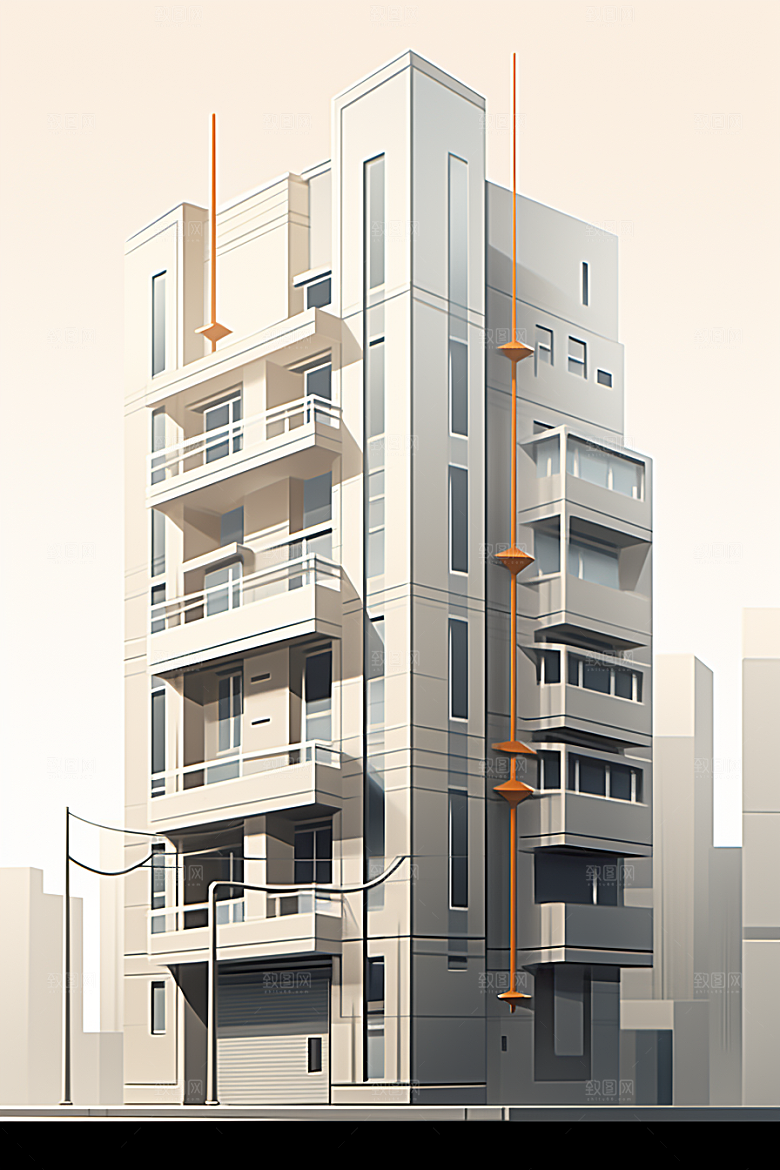 平面建筑扁平风简约插画