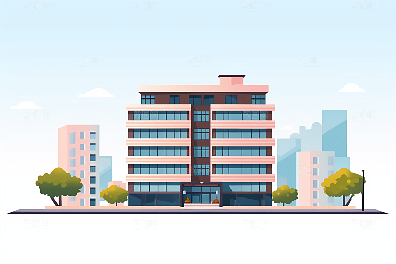 平面建筑简约立面插画