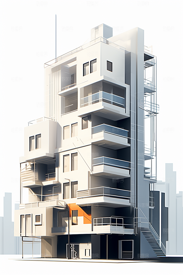 平面建筑扁平风大厦插画
