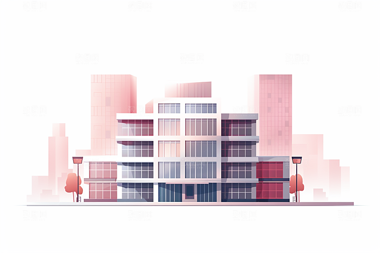 平面建筑简约立面插画