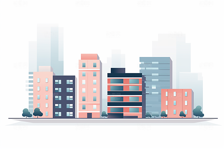 平面建筑高清几何插画
