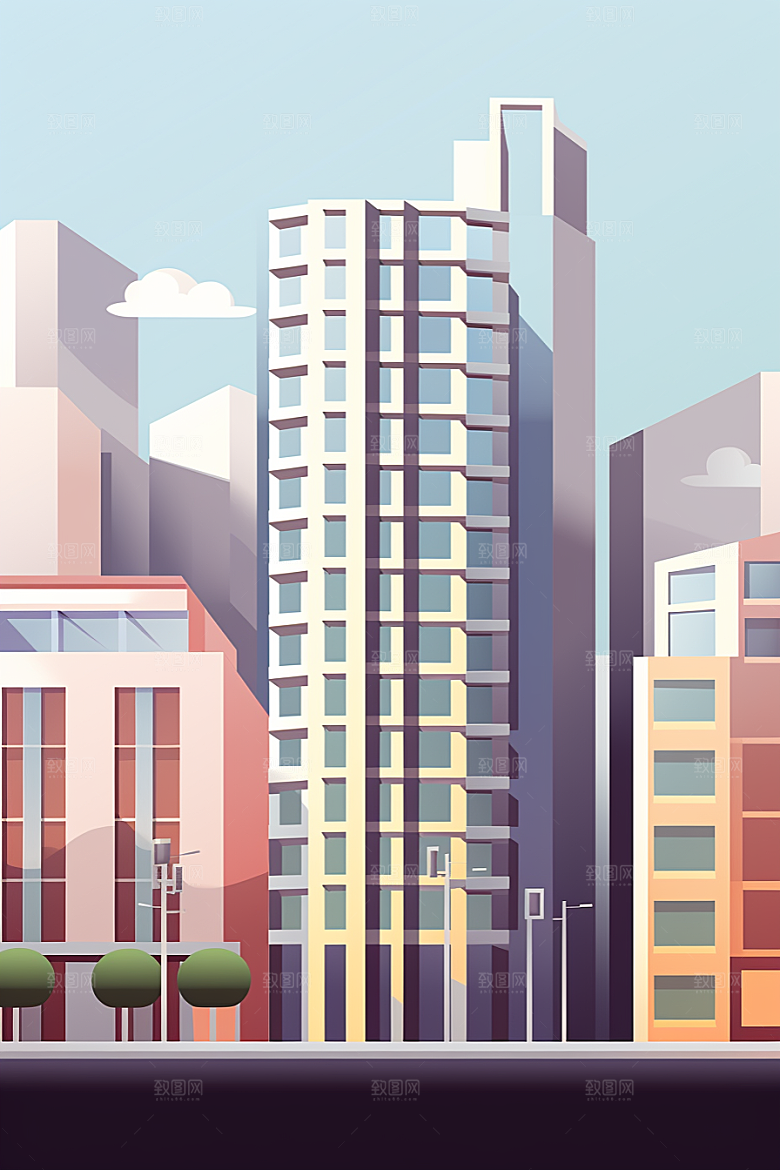 平面建筑高清设计感插画