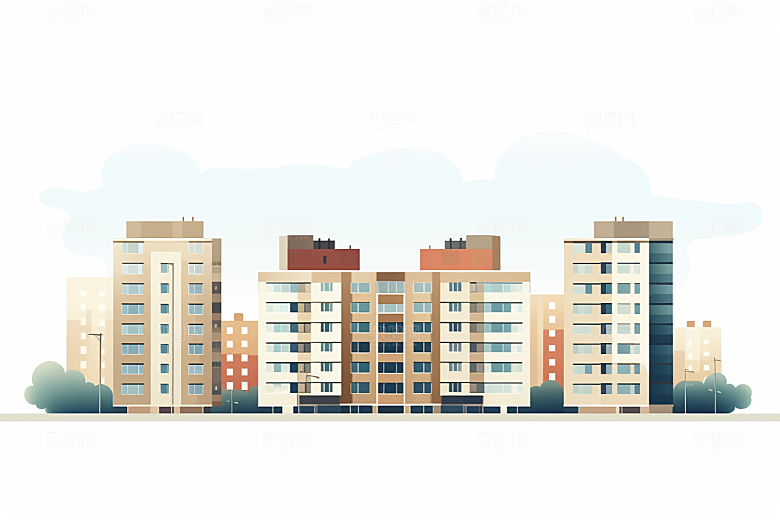 平面建筑高清几何插画