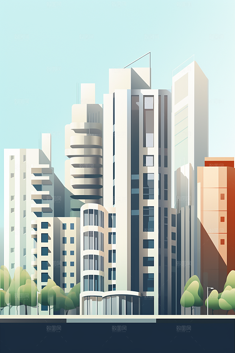 平面建筑简约立面插画