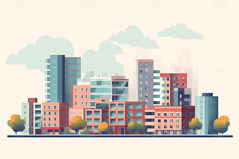 平面建筑设计感简约插画