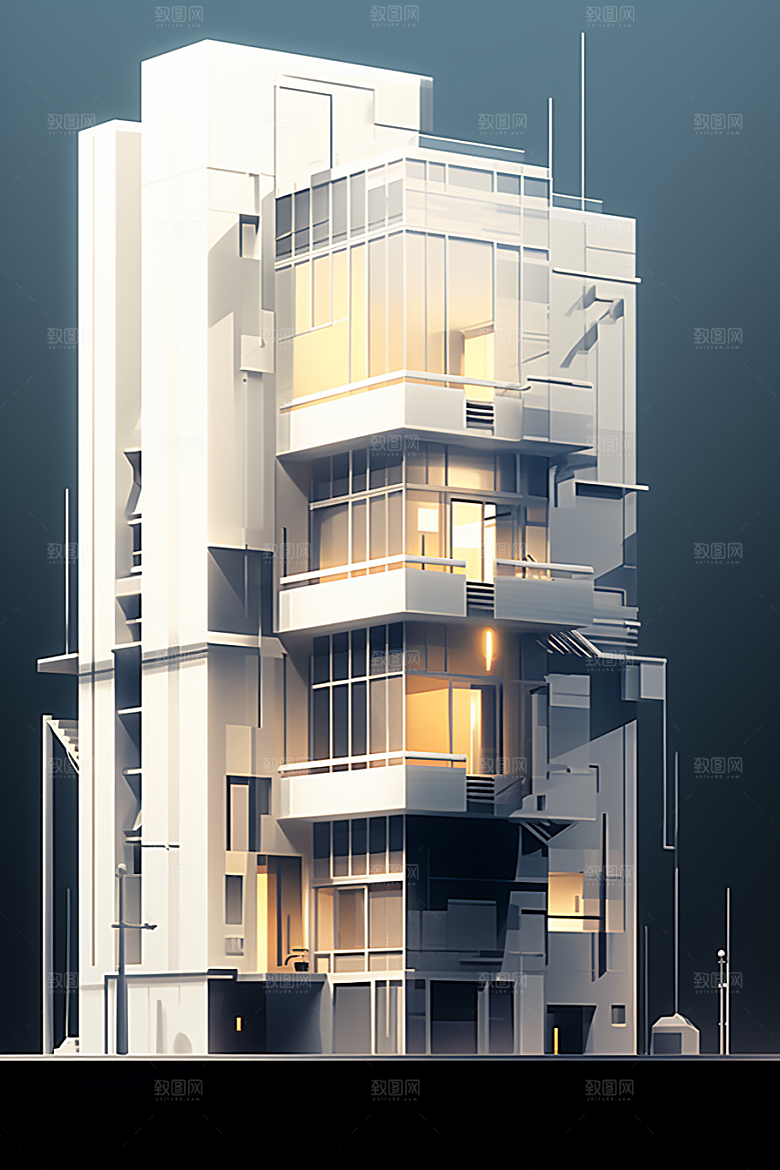 平面建筑高清立面插画