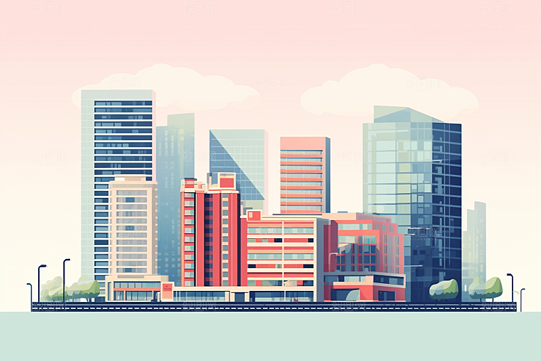 平面建筑高清立面插画