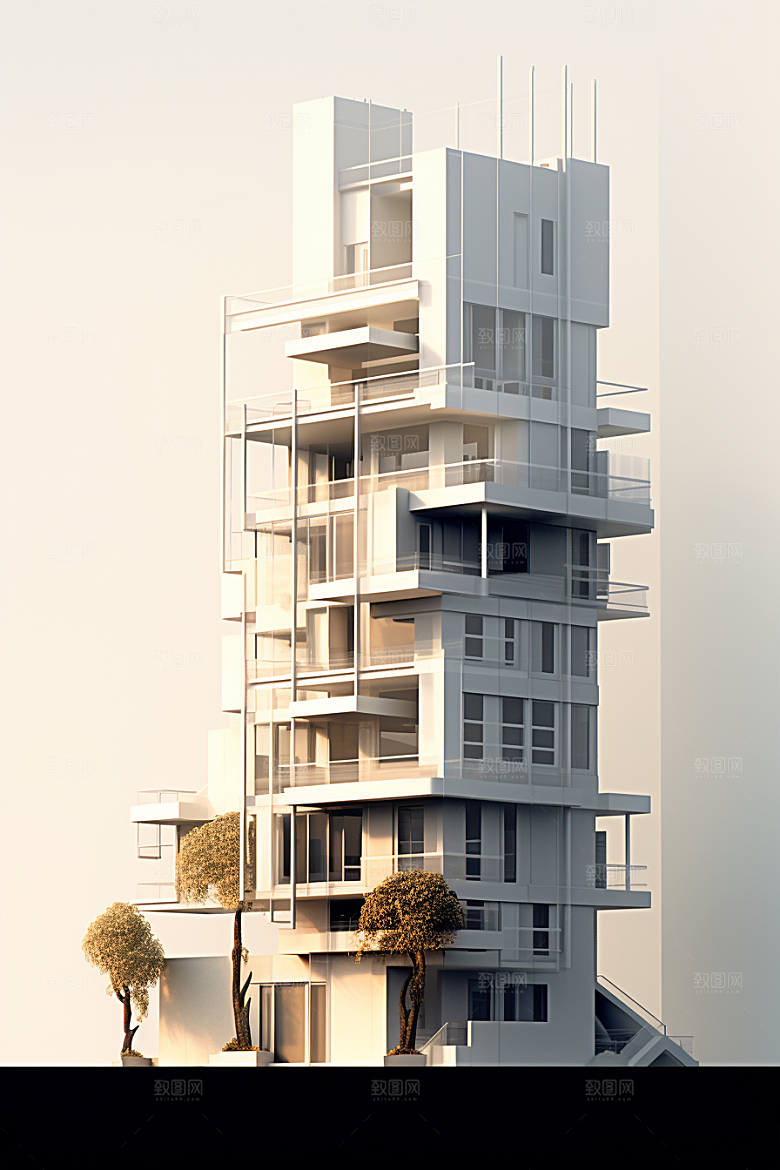 平面建筑高清立面插画