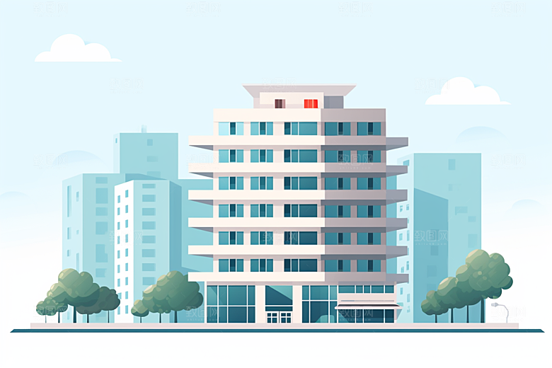 平面建筑高清简约插画