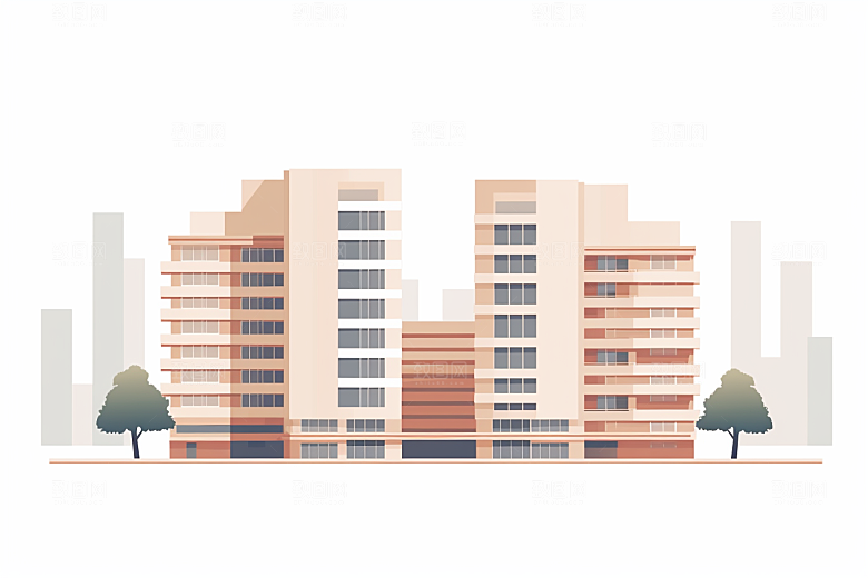 平面建筑扁平风立面插画
