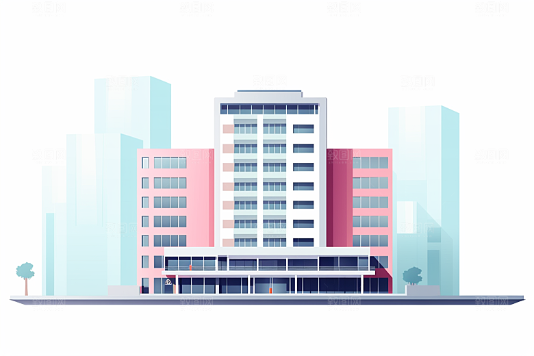 平面建筑大厦高清插画