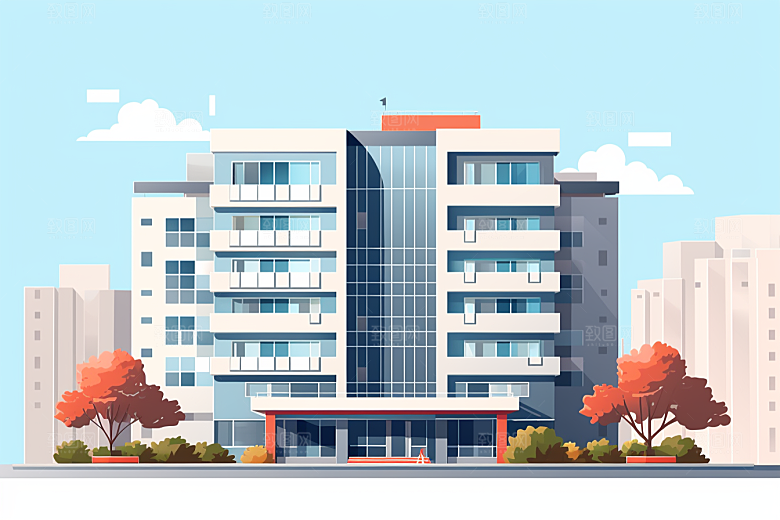 平面建筑大厦大楼插画