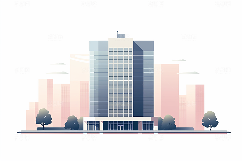 平面建筑大厦设计感插画