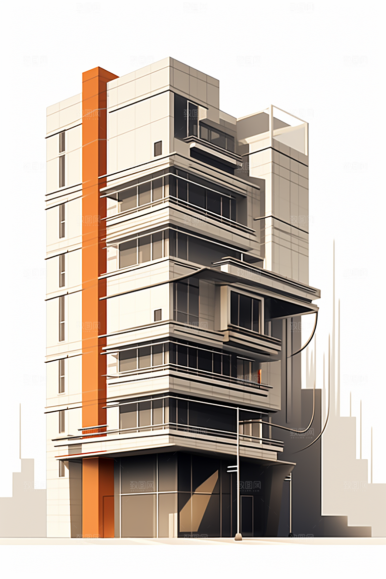 平面建筑大楼大厦插画