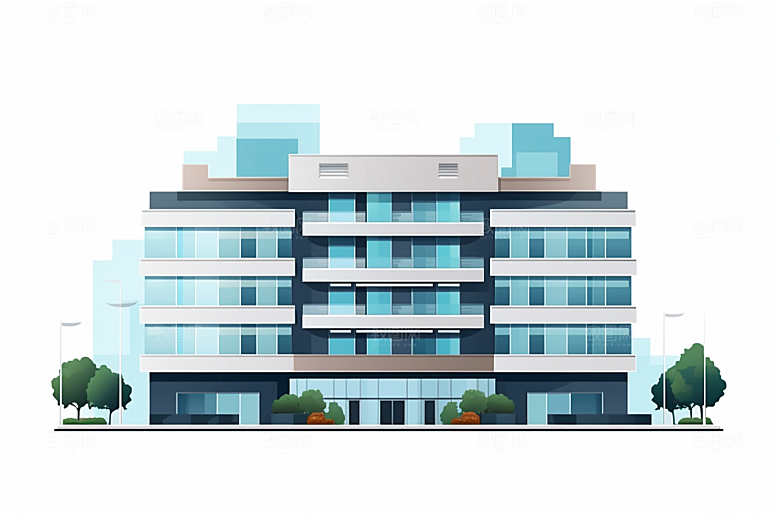 平面建筑立面扁平风插画