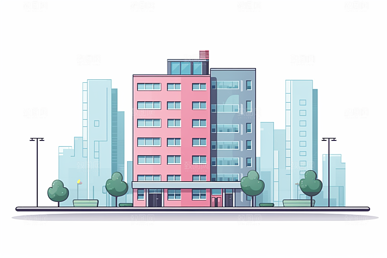 平面建筑几何立面插画