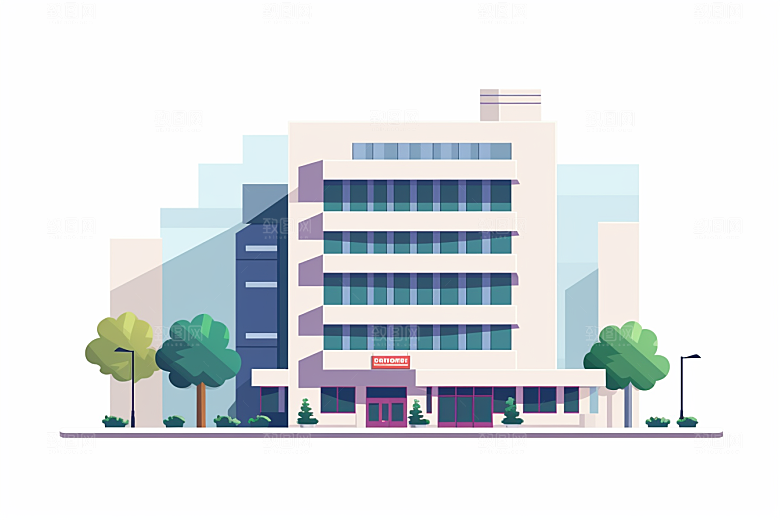 平面建筑几何设计感插画