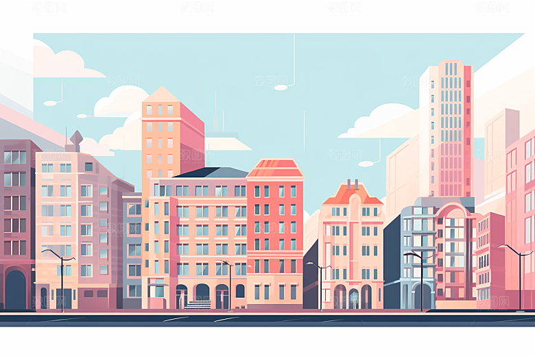 平面建筑设计感简约插画