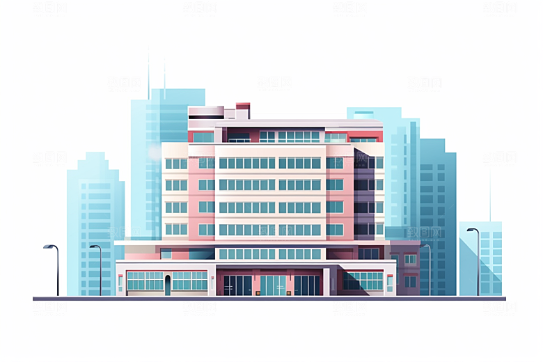 平面建筑立面设计感插画