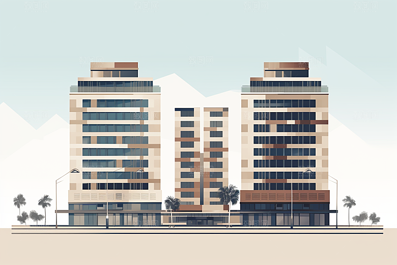 平面建筑高清设计感插画