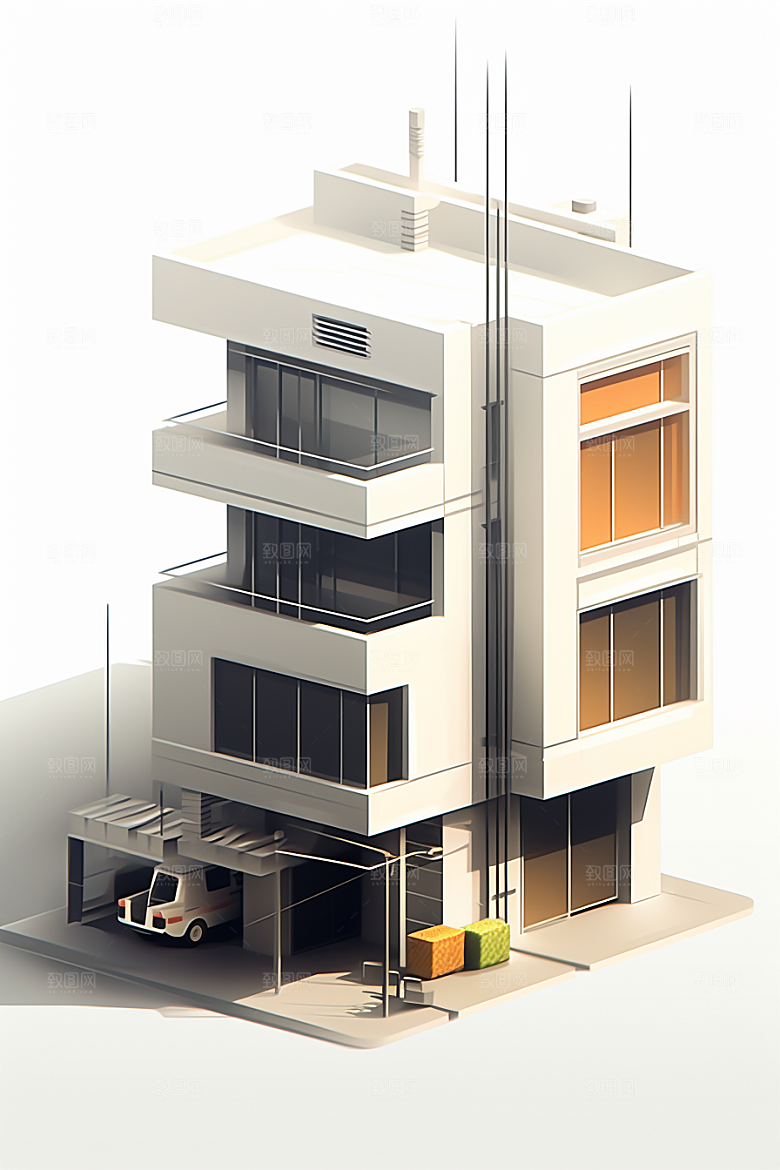 平面建筑设计感高清插画