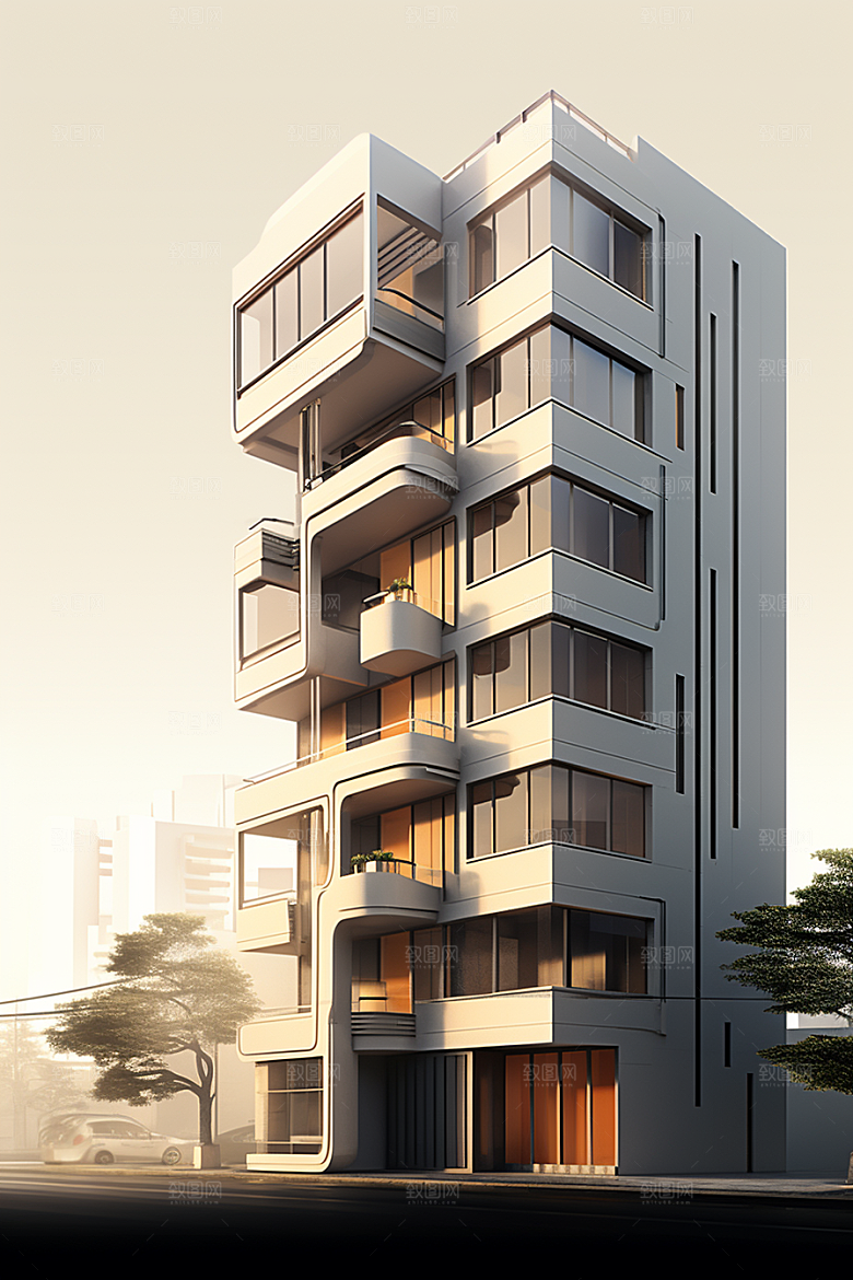平面建筑设计感高清插画