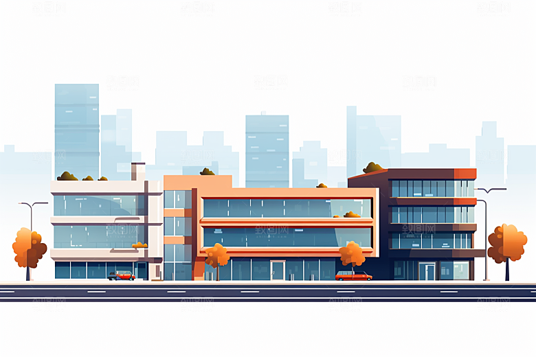 平面建筑大厦大楼插画