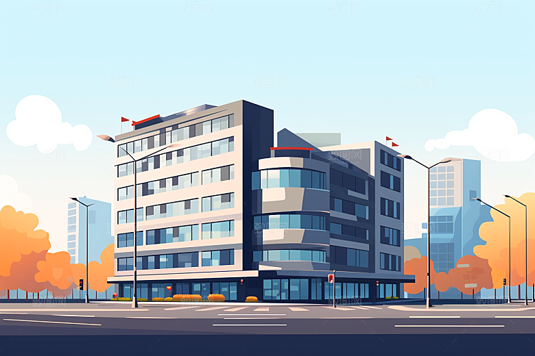 平面建筑大厦大楼插画