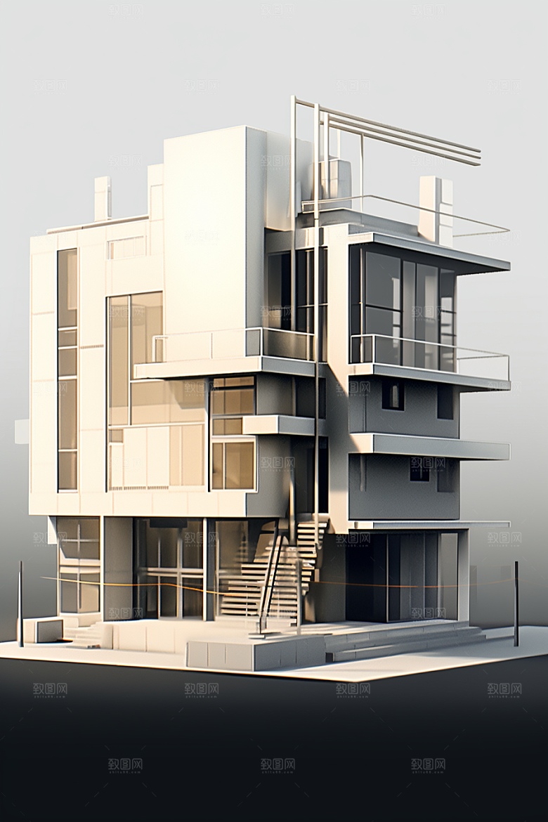 平面建筑大楼大厦插画