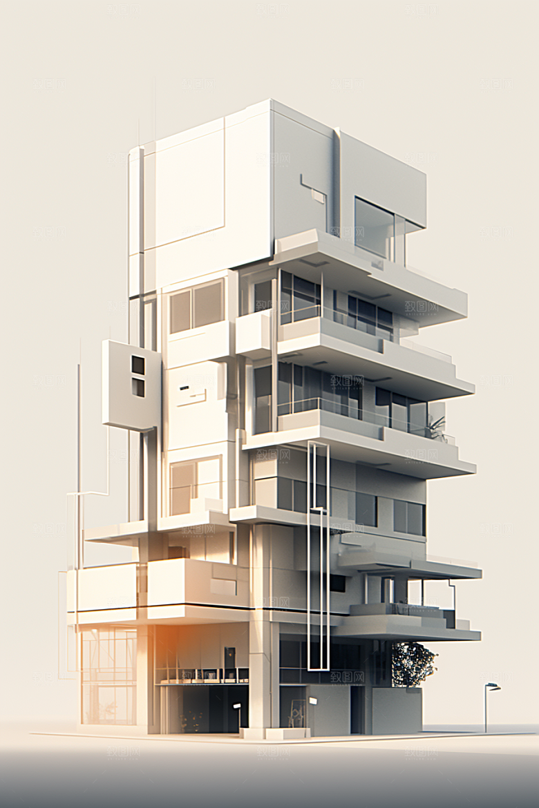 平面建筑扁平风简约插画