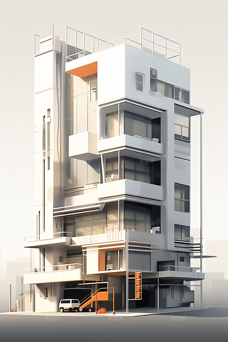 平面建筑简约几何插画