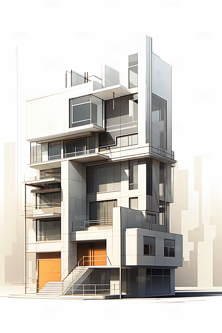 平面建筑高清立面插画
