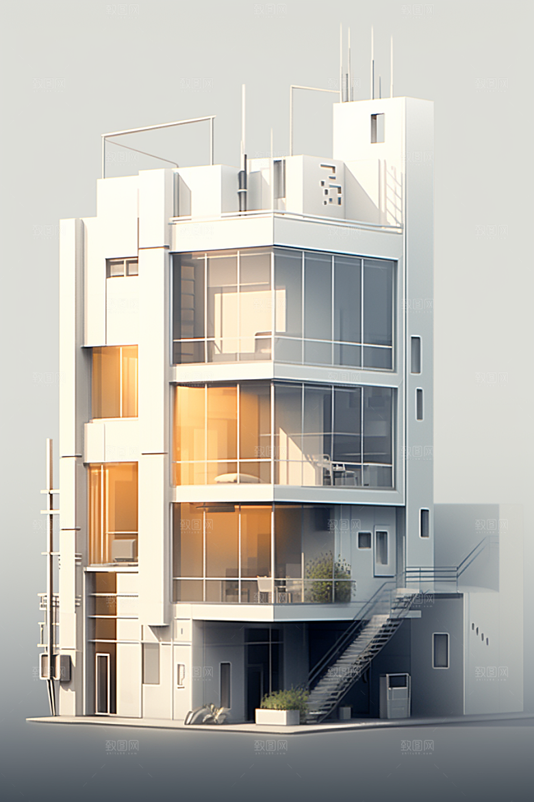 平面建筑大厦立面插画