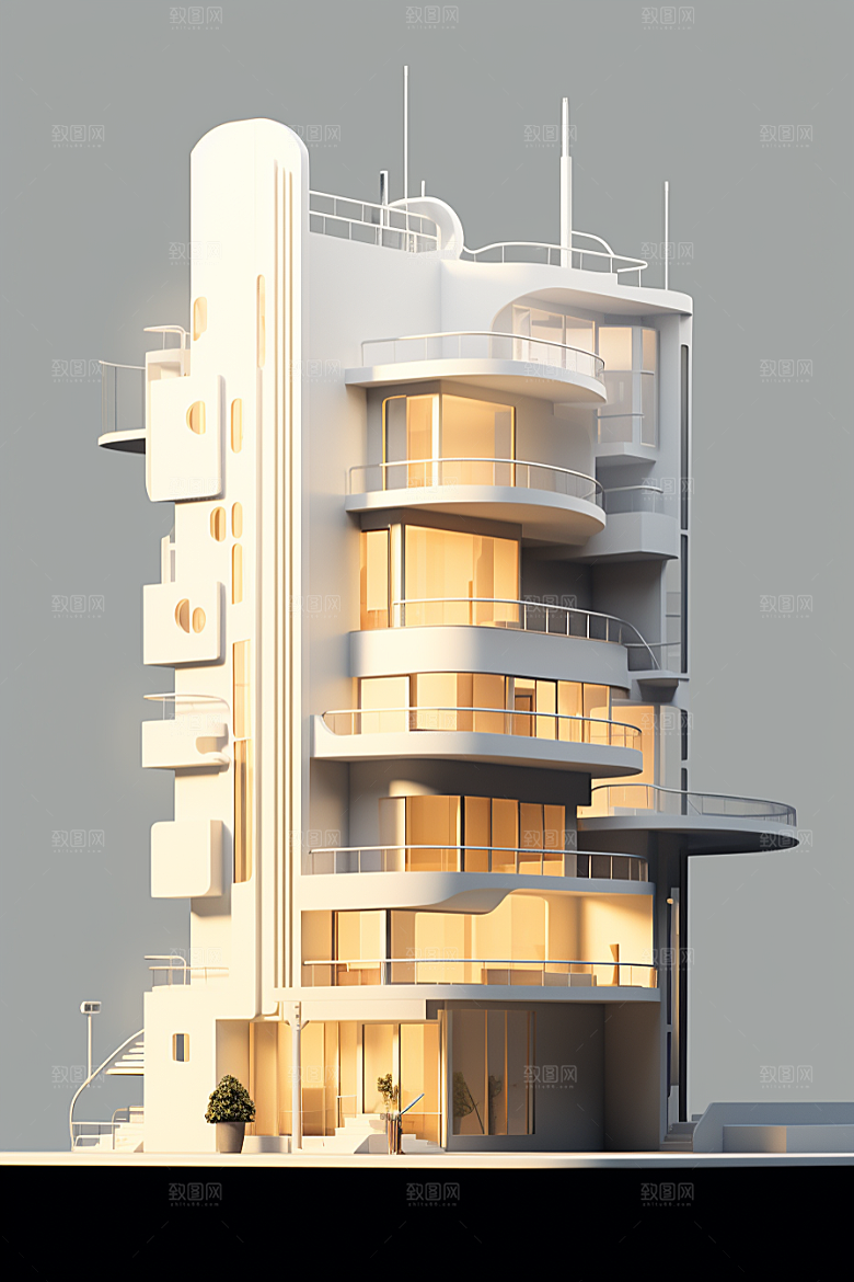 平面建筑大厦简约插画