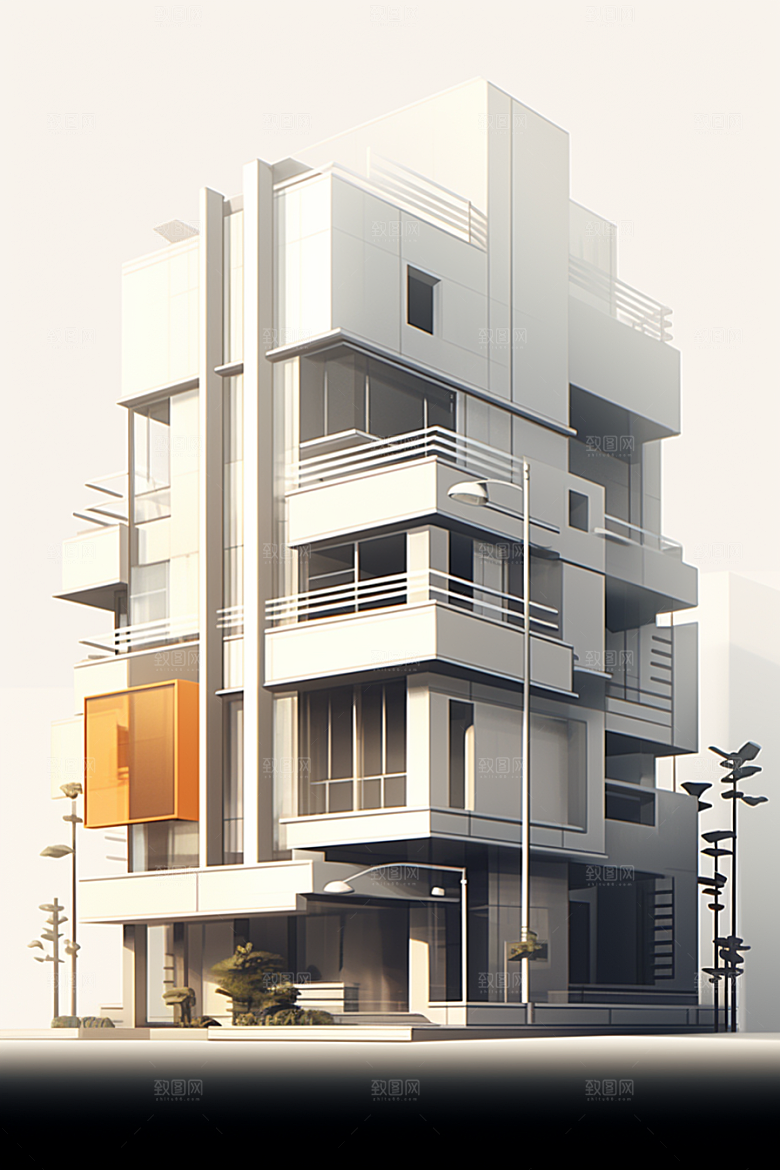 平面建筑大楼高清插画
