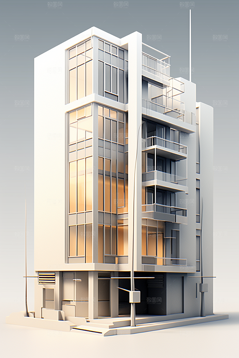 平面建筑高清几何插画