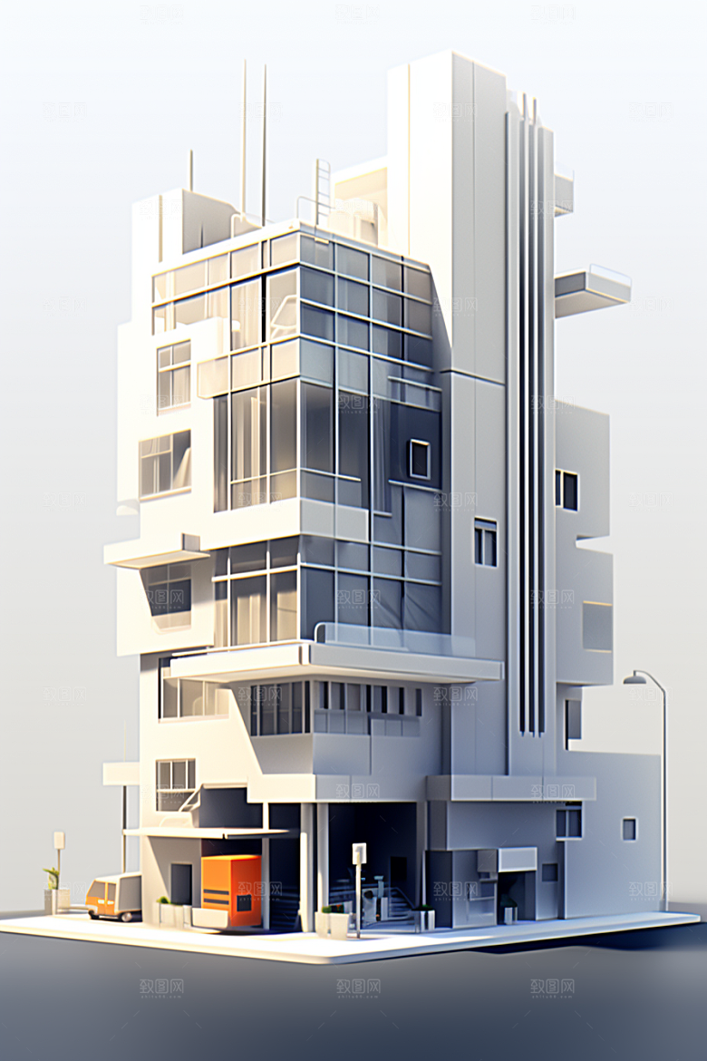 平面建筑大楼设计感插画