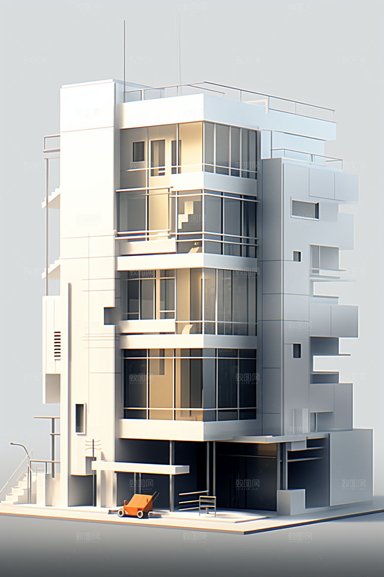 平面建筑简约大楼插画