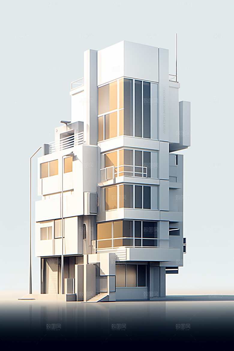 平面建筑大楼几何插画