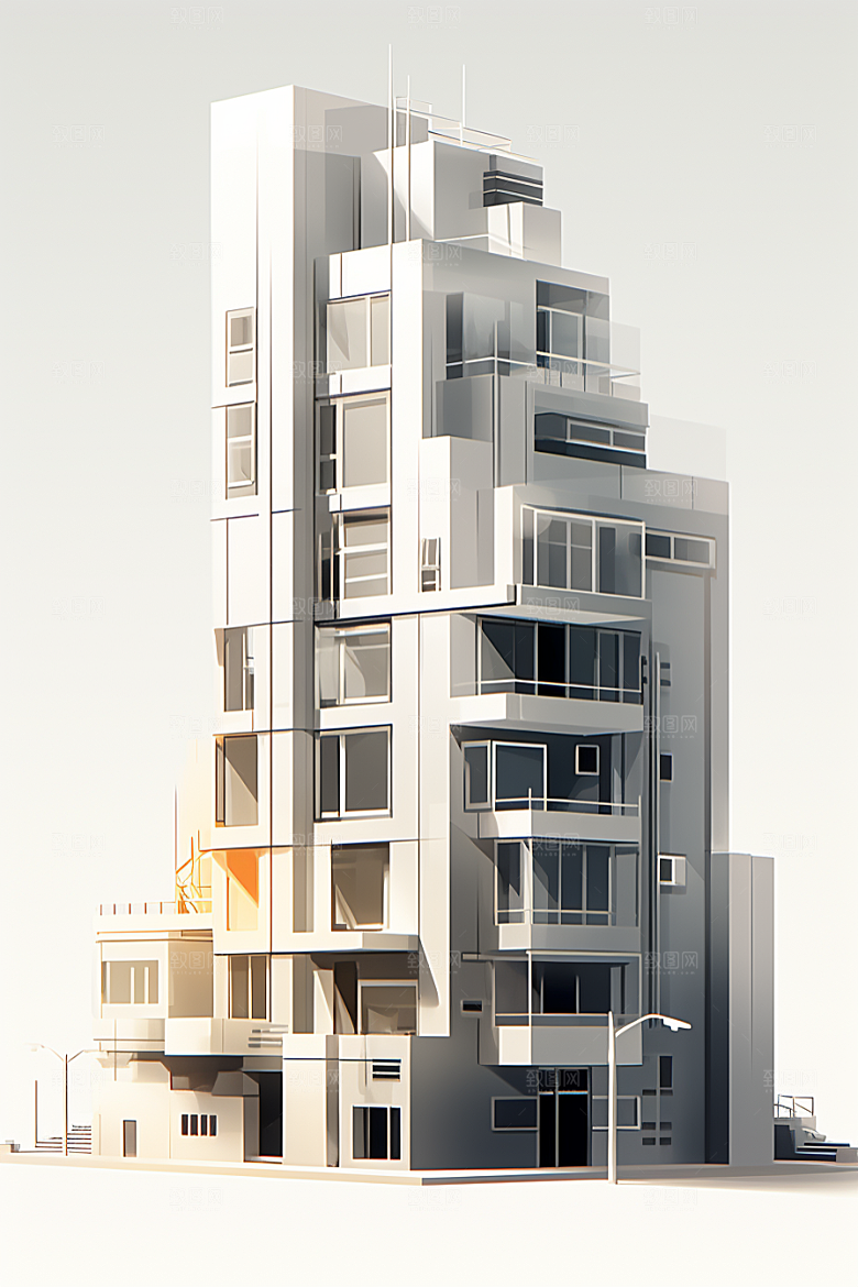 平面建筑大厦大楼插画