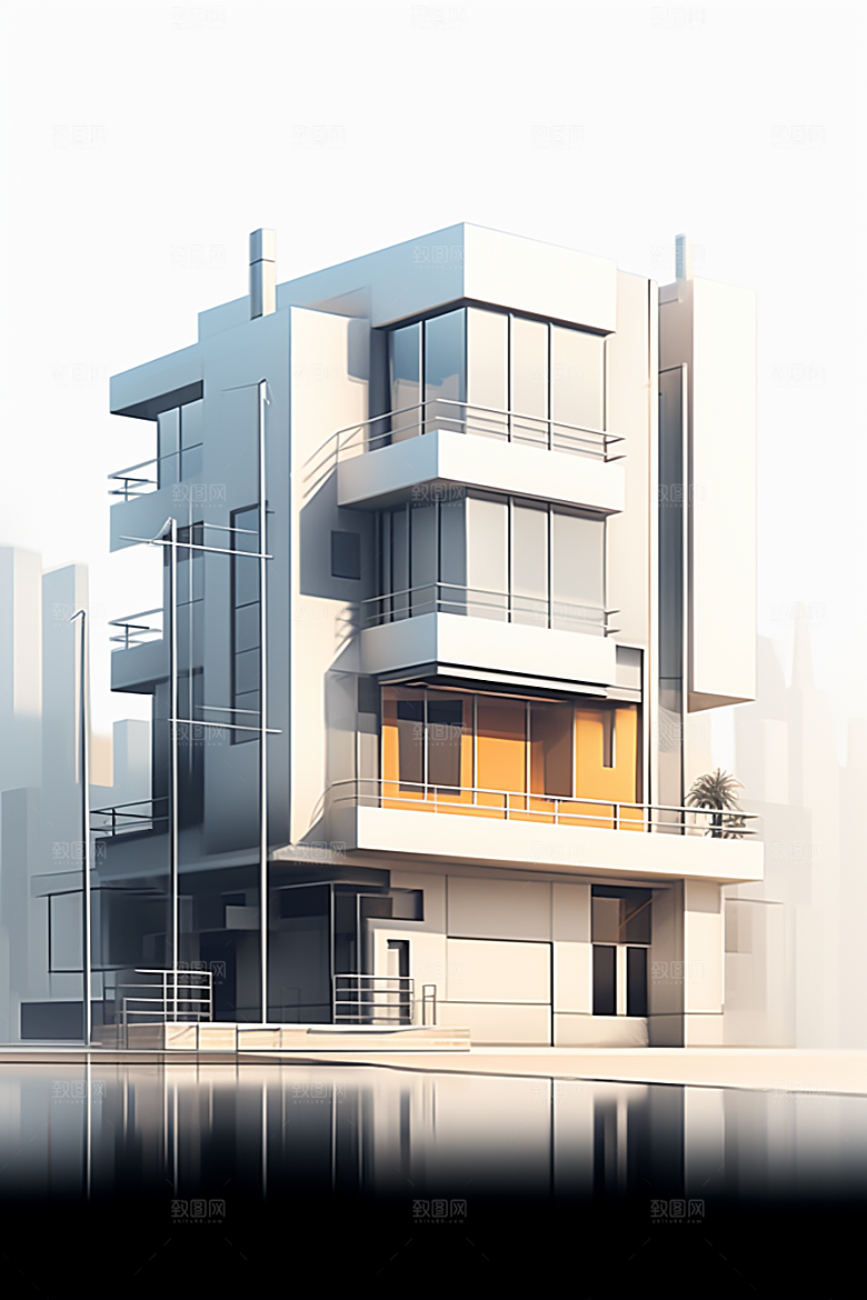 平面建筑简约高清插画